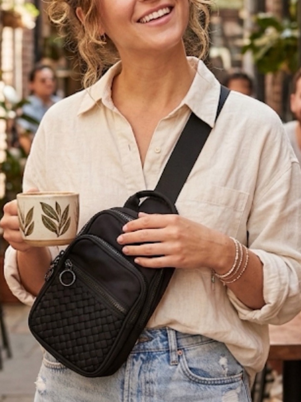 Antik Kraft ✨Reversible Shoulder Sling Bag ✨Black Woven Nylon✨ Travel Backpack